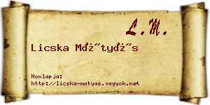 Licska Mátyás névjegykártya