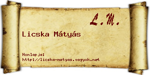 Licska Mátyás névjegykártya